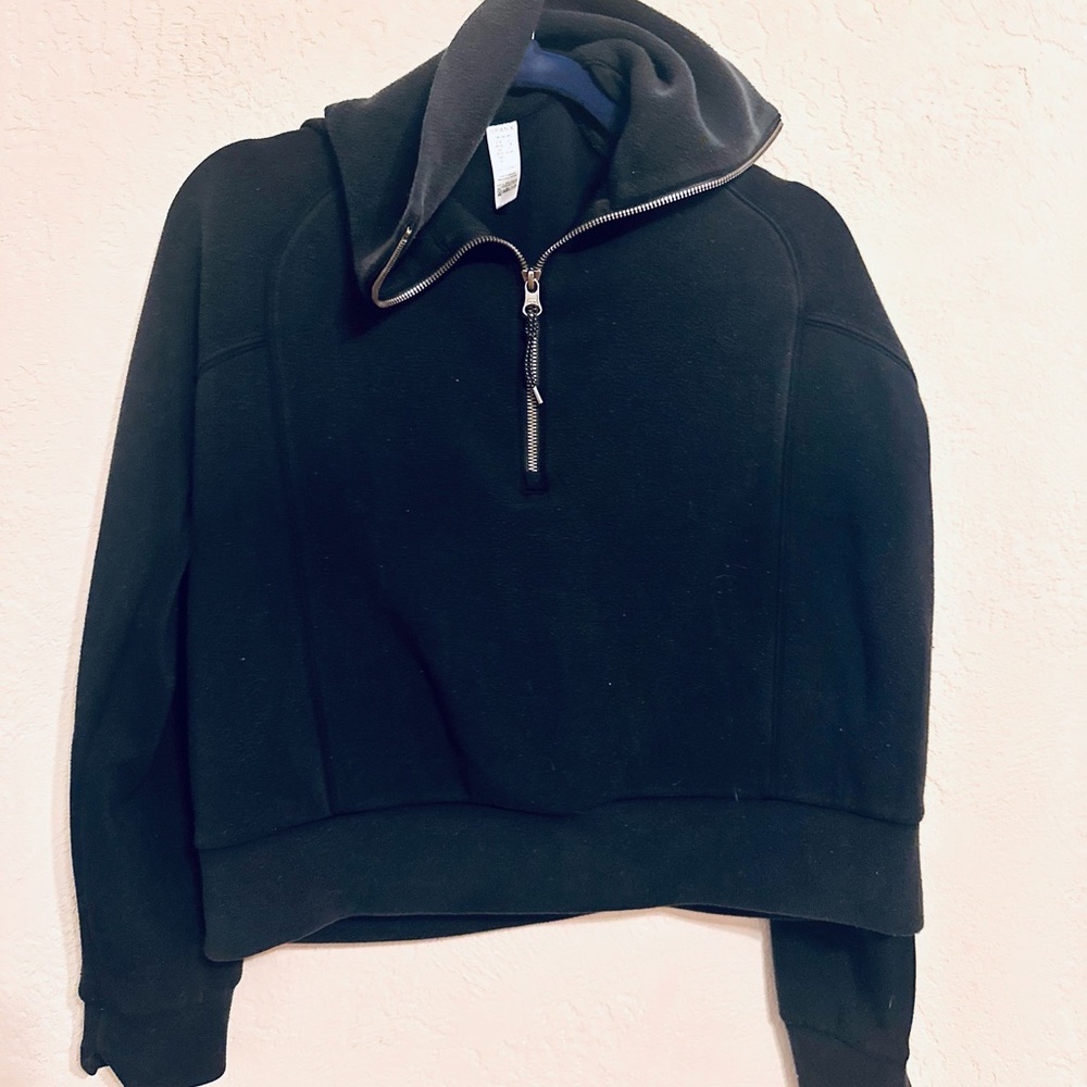SPANX Medium M Black Half-Zip Mock Neck Pullover GUC